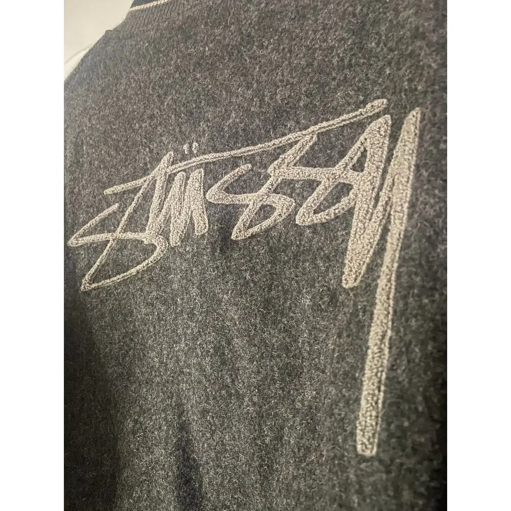 Vintage Stussy International Tribe Varsity Jacket M Wool Leather Sleeve 90s USA